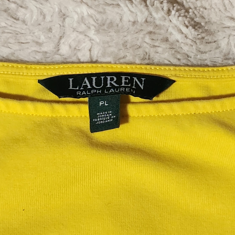 Lauren Ralph Lauren Womens Sz PL Yellow Shirt Embroidered Logo Short Sleeve Tee - Picture 6 of 7